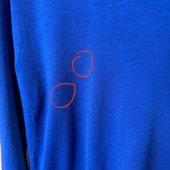 Segments 100% Merino Wool V-Neck Long Sleeve Top XL Blue-Small Holes FLAWS Read* - Picture 3 of 6
